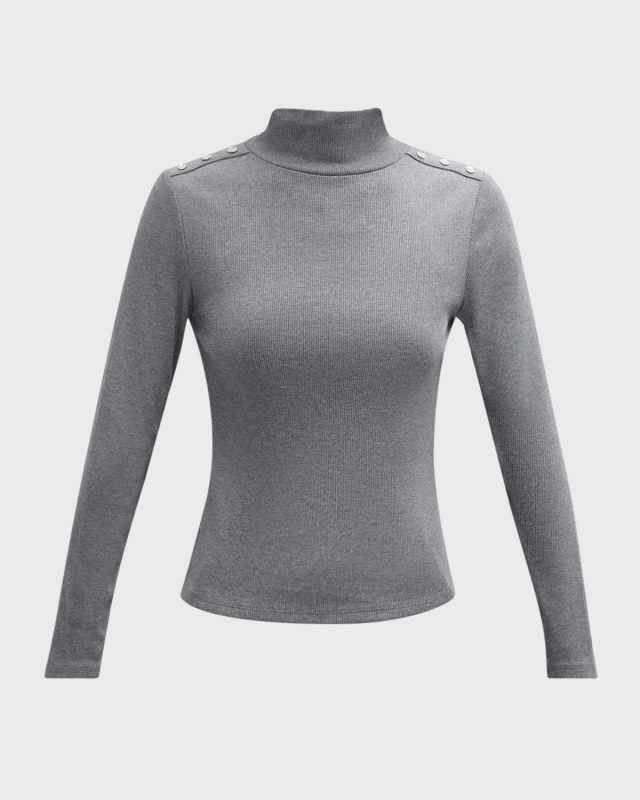 Nate Buttoned Mock-Neck Top
